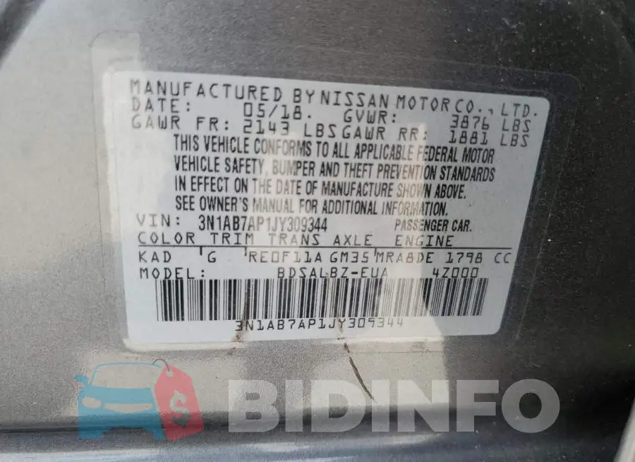 3N1AB7AP1JY309344 Photo# 13