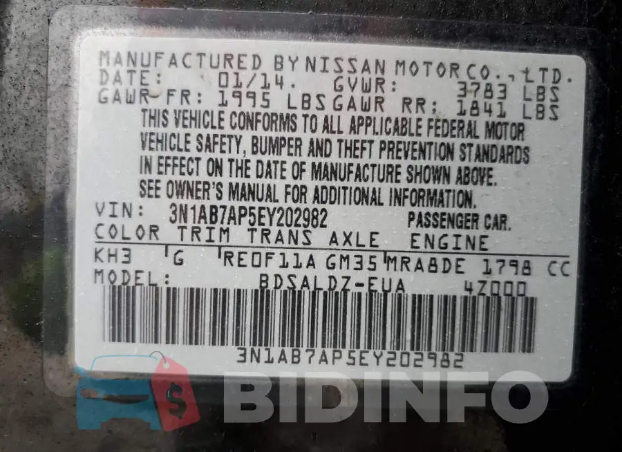 3N1AB7AP5EY202982 Photo# 12