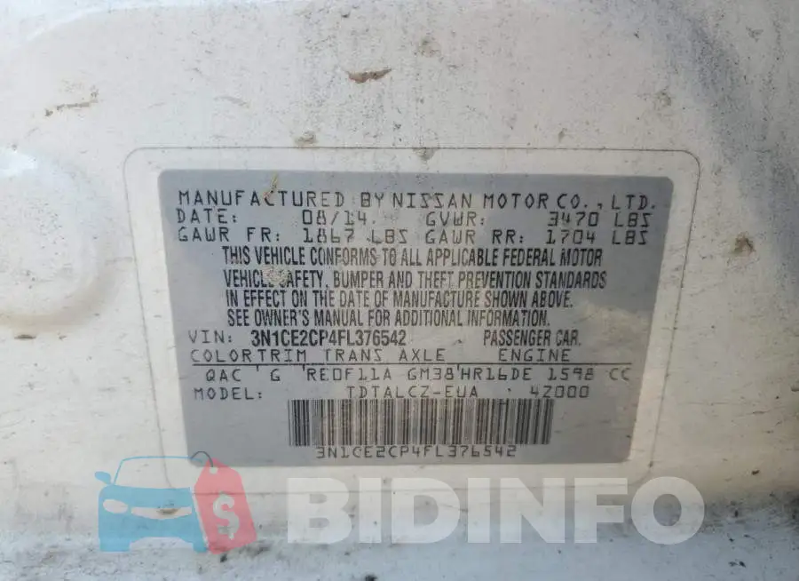 3N1CE2CP4FL376542 Photo# 12