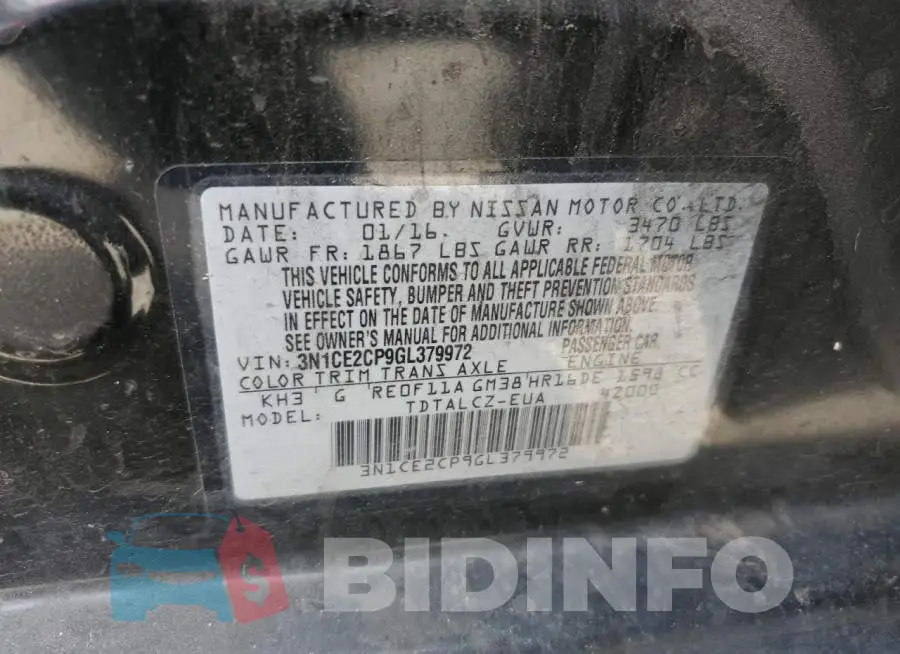 3N1CE2CP9GL379972 Photo# 12