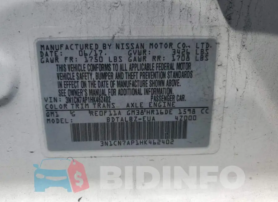 3N1CN7AP1HK462402 Photo# 12