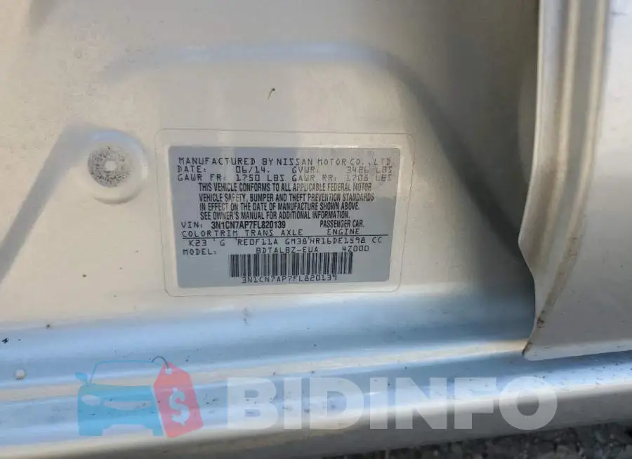 3N1CN7AP7FL820139 Photo# 12