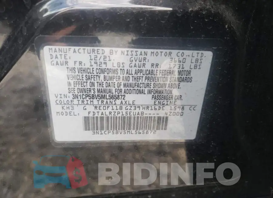 3N1CP5BV5ML565872 Photo# 10