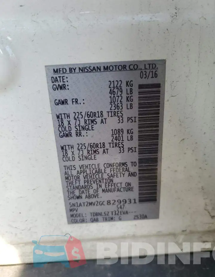 5N1AT2MV2GC829931 Photo# 13