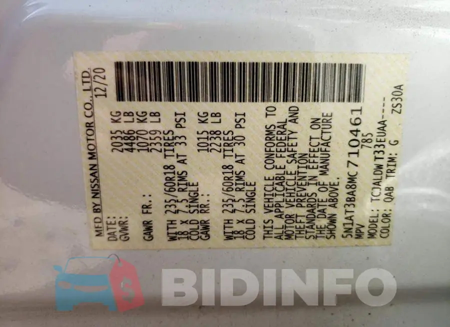 5N1AT3BA8MC710461 Photo# 13