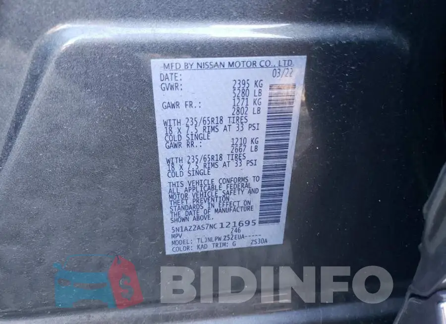 5N1AZ2AS7NC121695 Photo# 13