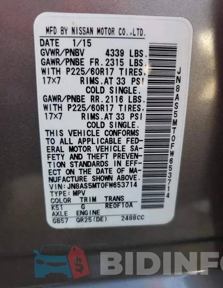 JN8AS5MT0FW653714 Photo# 12