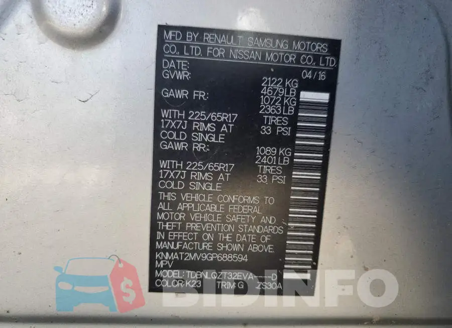 KNMAT2MV9GP688594 Photo# 13