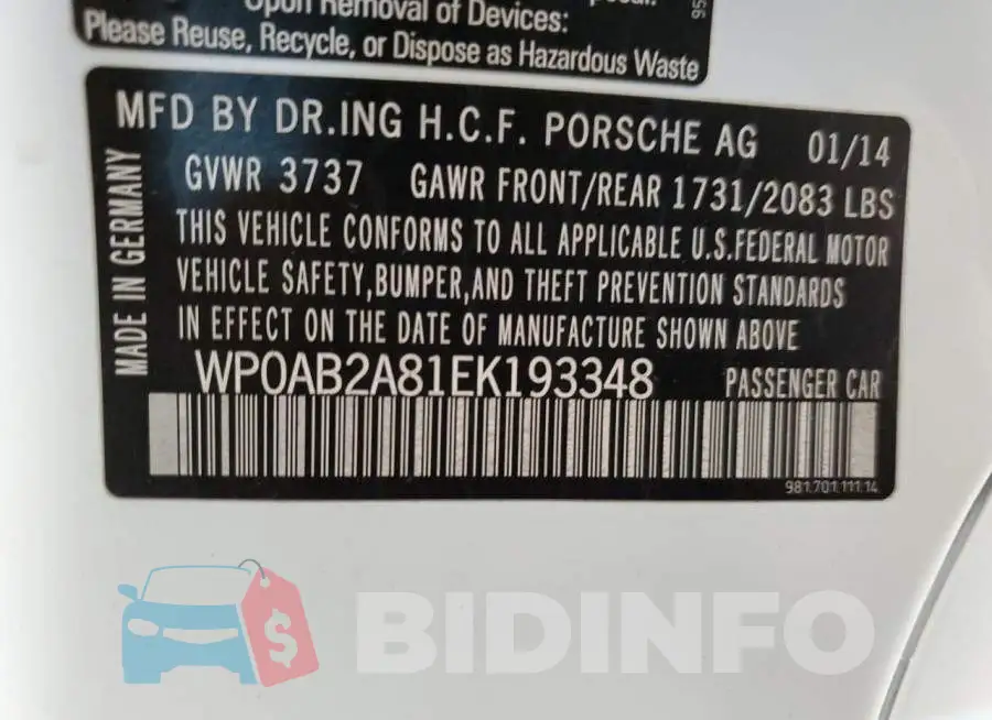 WP0AB2A81EK193348 Photo# 12