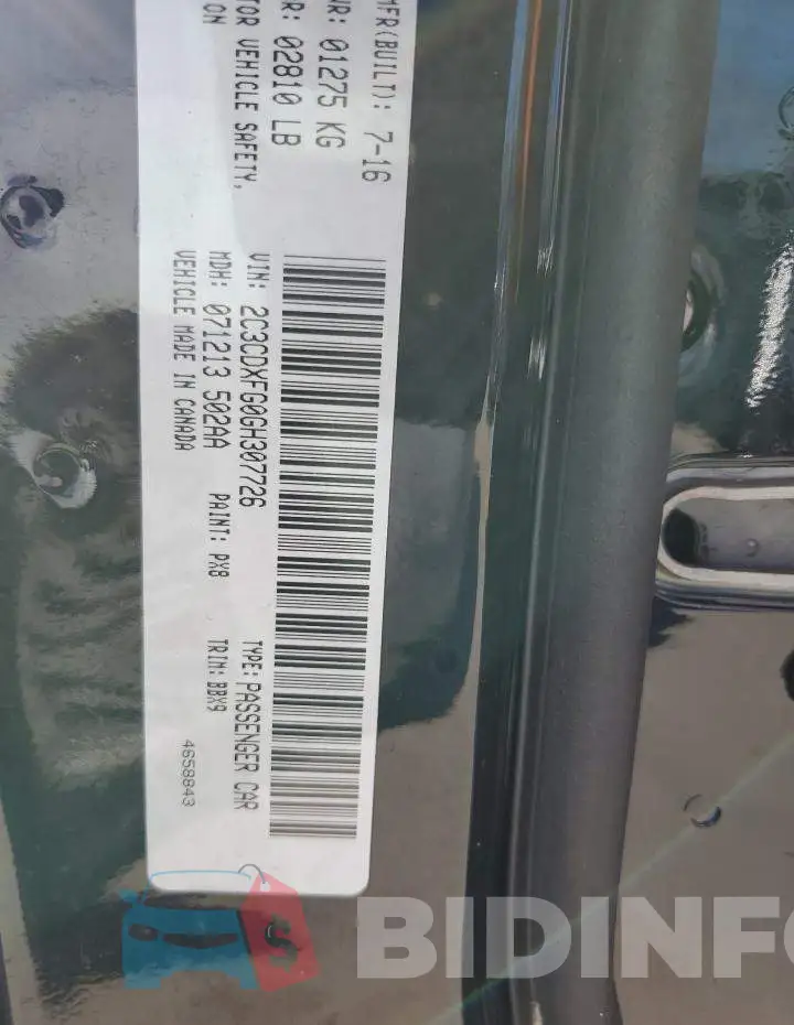 2C3CDXFG0GH307726 Photo# 12