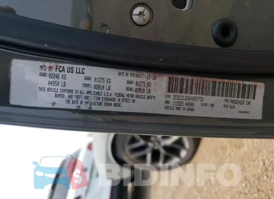 2C3CDZJG3KH557733 Photo# 12