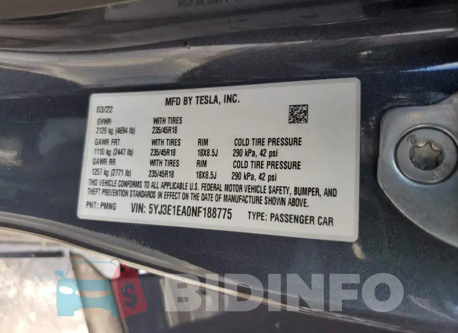 5YJ3E1EA0NF188775 Photo# 13