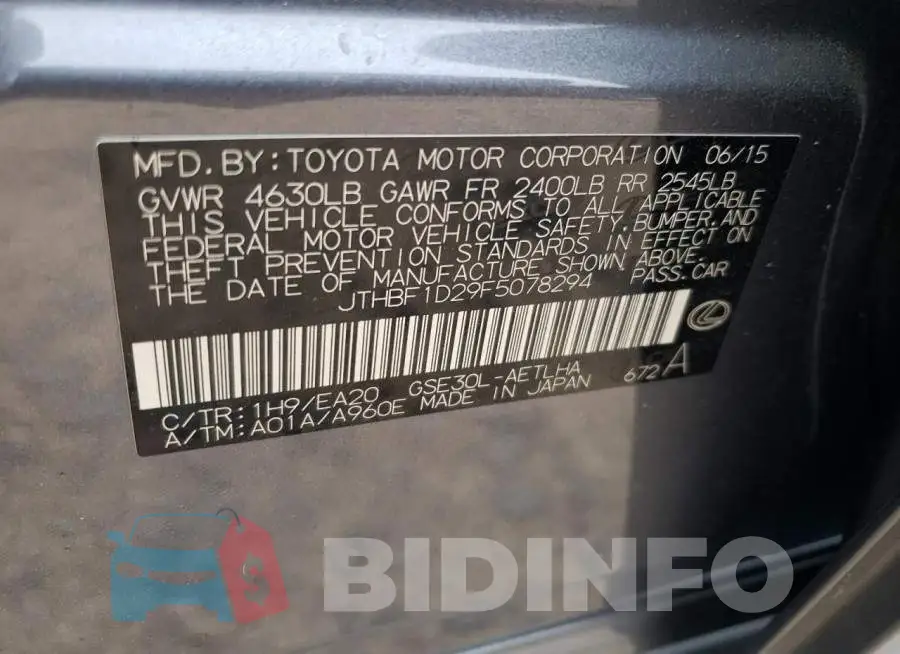 JTHBF1D29F5078294 Photo# 12