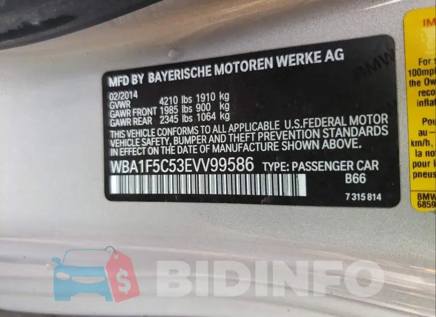 WBA1F5C53EVV99586 Photo# 10