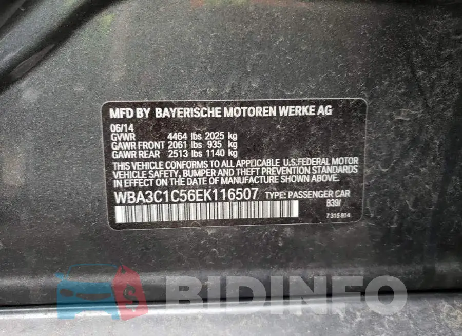 WBA3C1C56EK116507 Photo# 12