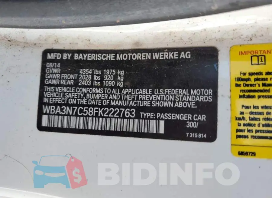 WBA3N7C58FK222763 Photo# 12