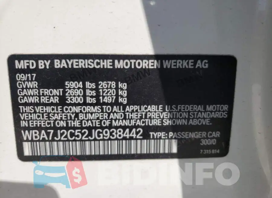 WBA7J2C52JG938442 Photo# 12