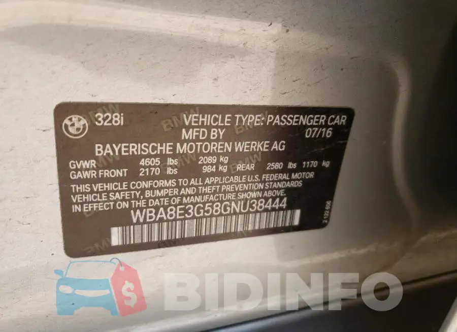 WBA8E3G58GNU38444 Photo# 12