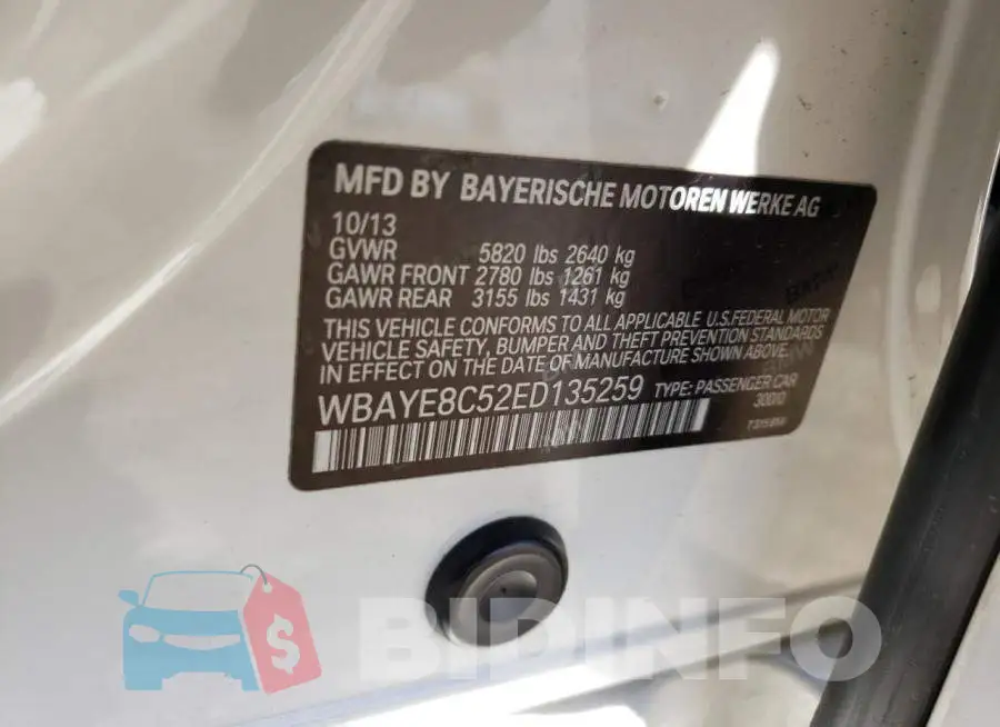 WBAYE8C52ED135259 Photo# 12