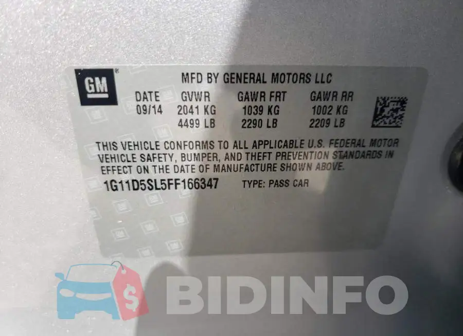 1G11D5SL5FF166347 Photo# 12