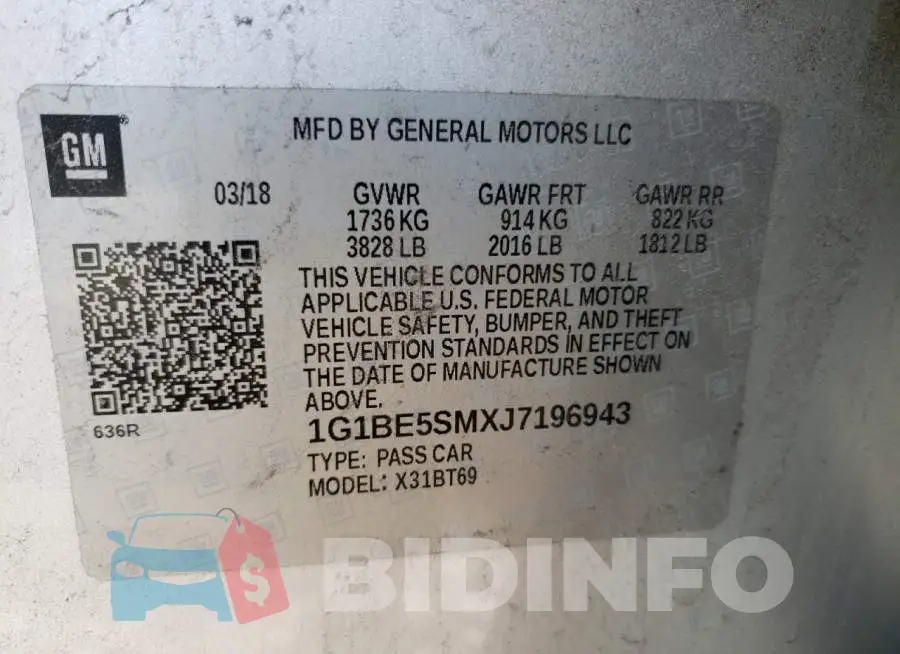 1G1BE5SMXJ7196943 Photo# 12