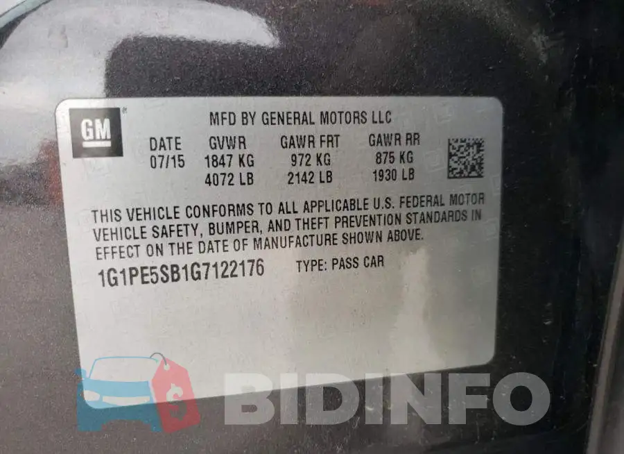 1G1PE5SB1G7122176 Photo# 12