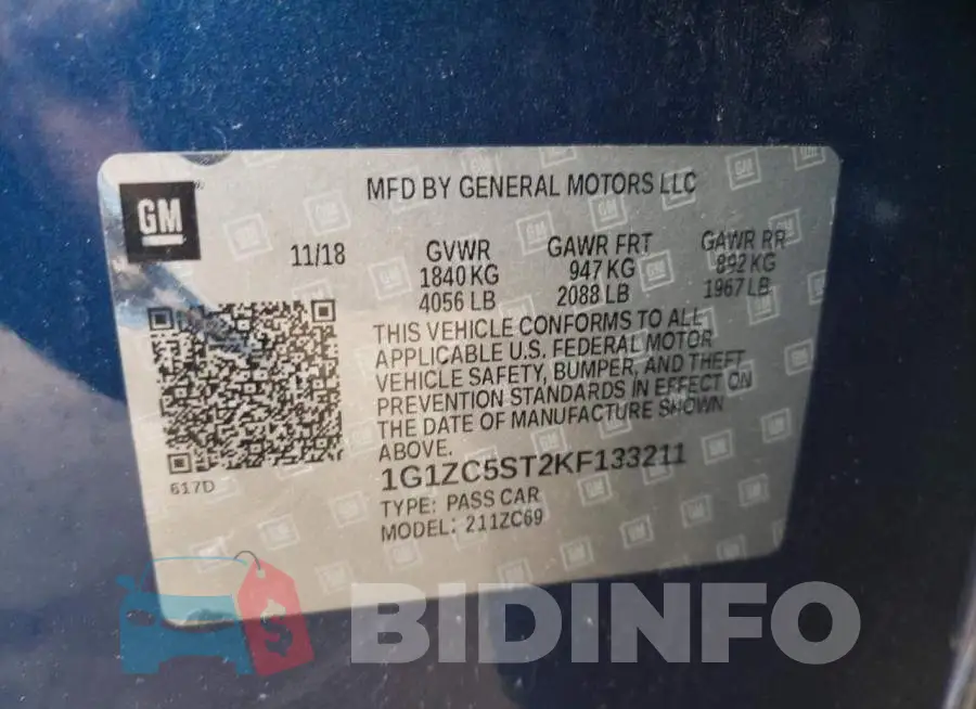 1G1ZC5ST2KF133211 Photo# 12