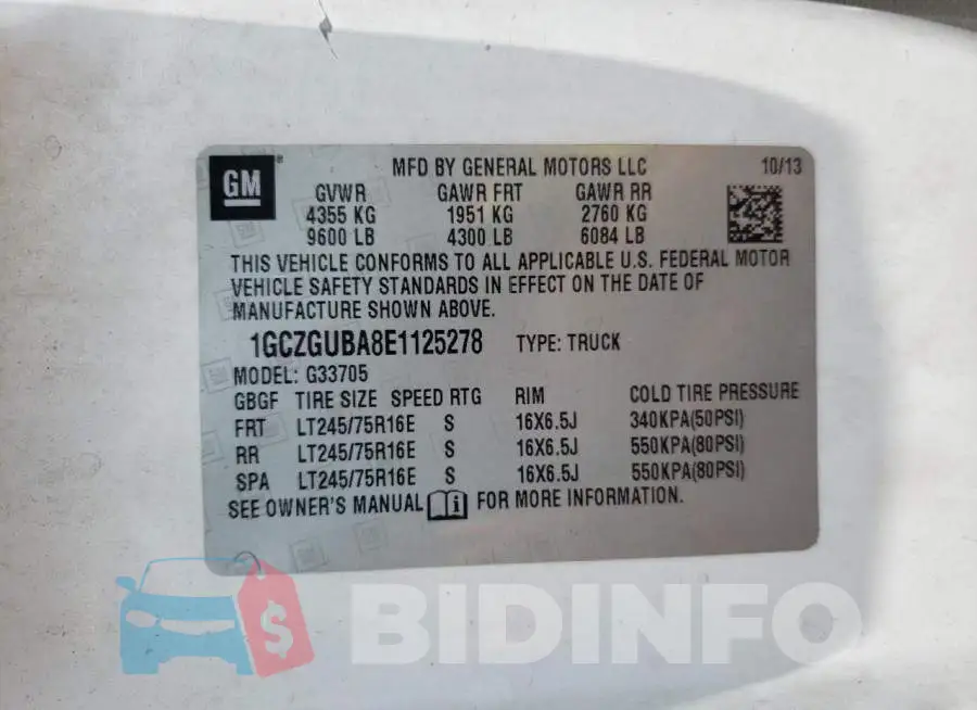 1GCZGUBA8E1125278 Photo# 13