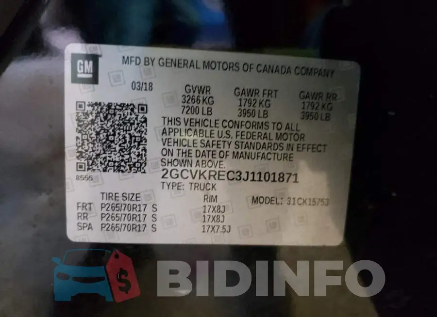 2GCVKREC3J1101871 Photo# 12