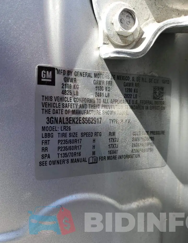 3GNAL3EK2ES562917 Photo# 13