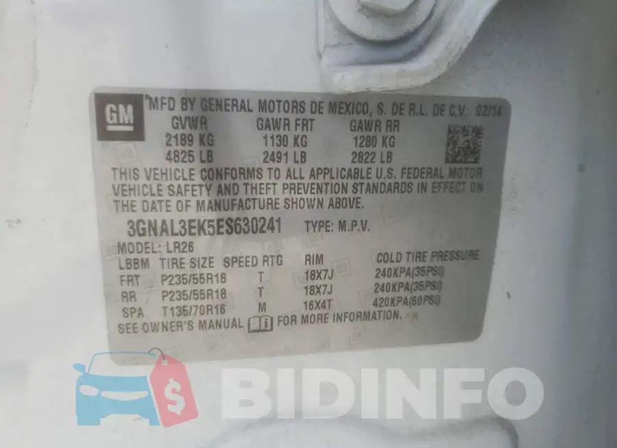 3GNAL3EK5ES630241 Photo# 13