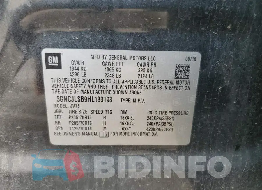 3GNCJLSB9HL133193 Photo# 13