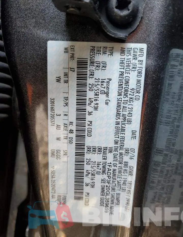 1FADP3F20GL359659 Photo# 12