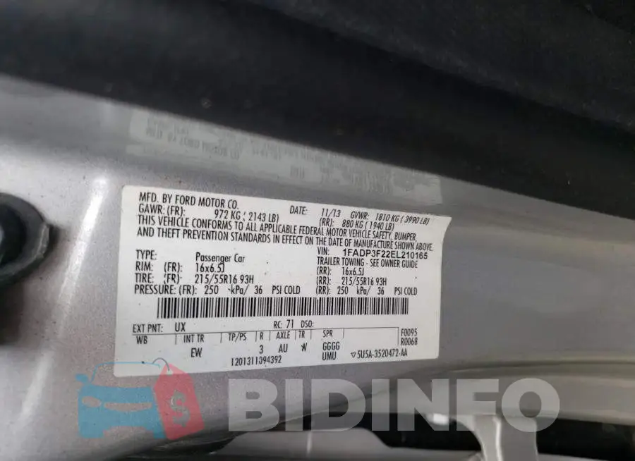 1FADP3F22EL210165 Photo# 12