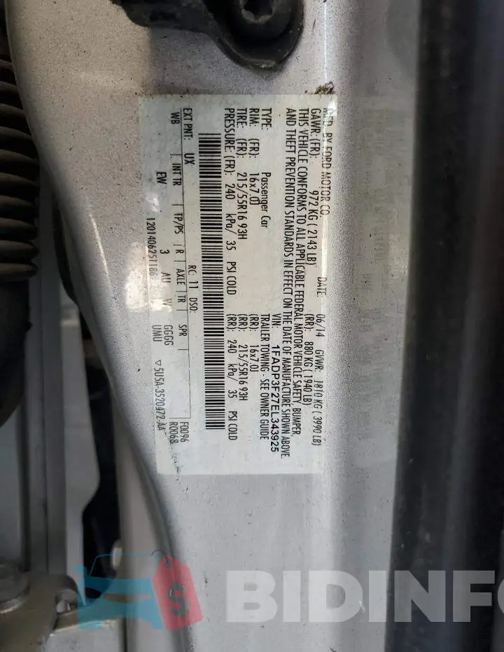 1FADP3F27EL343925 Photo# 13
