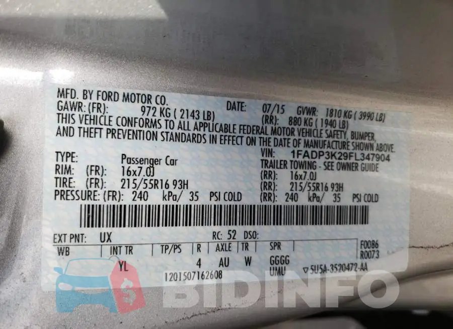 1FADP3K29FL347904 Photo# 12