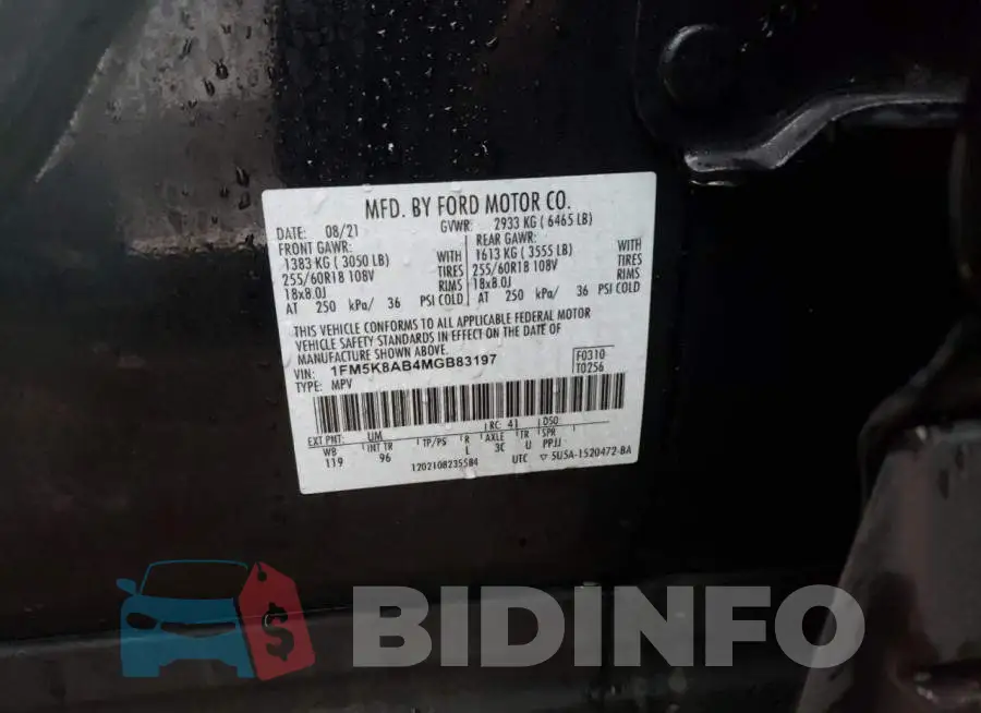 1FM5K8AB4MGB83197 Photo# 12
