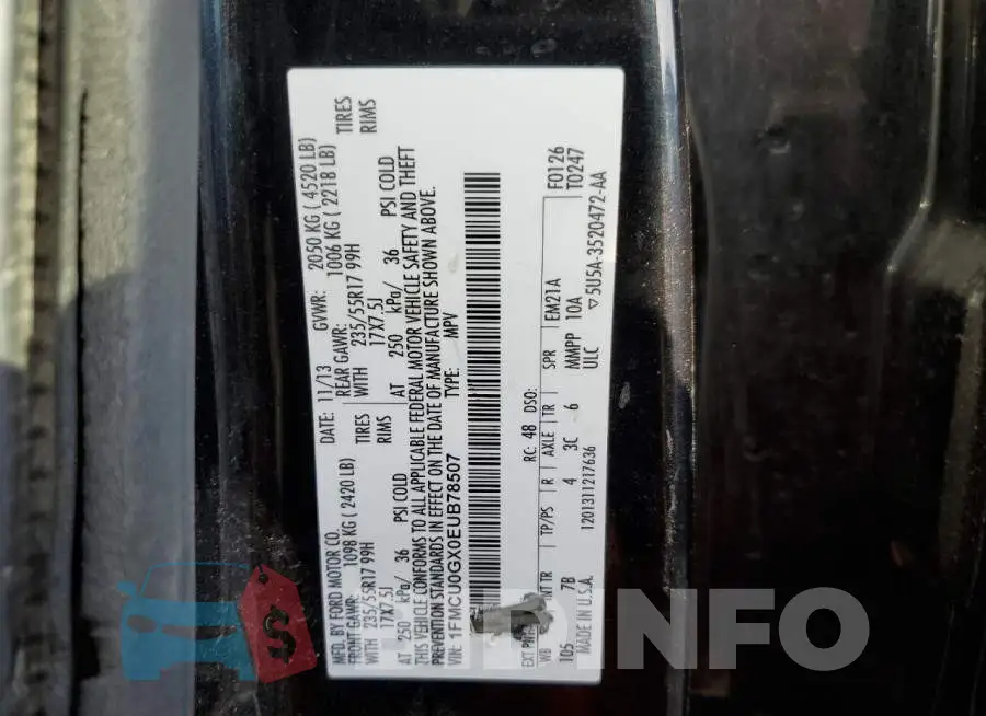 1FMCU0GX0EUB78507 Photo# 13