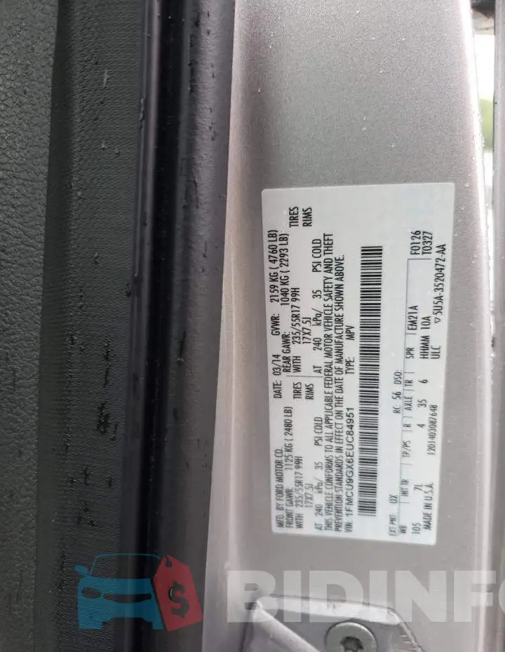 1FMCU9GX6EUC84951 Photo# 13