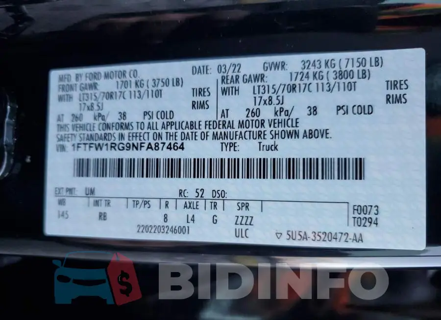 1FTFW1RG9NFA87464 Photo# 12