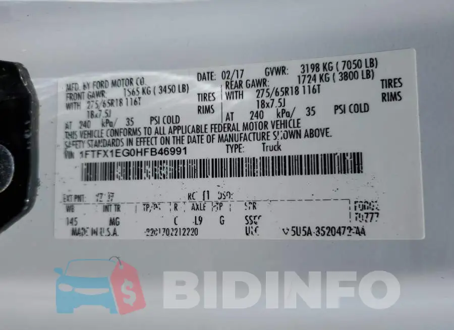 1FTFX1EG0HFB46991 Photo# 12