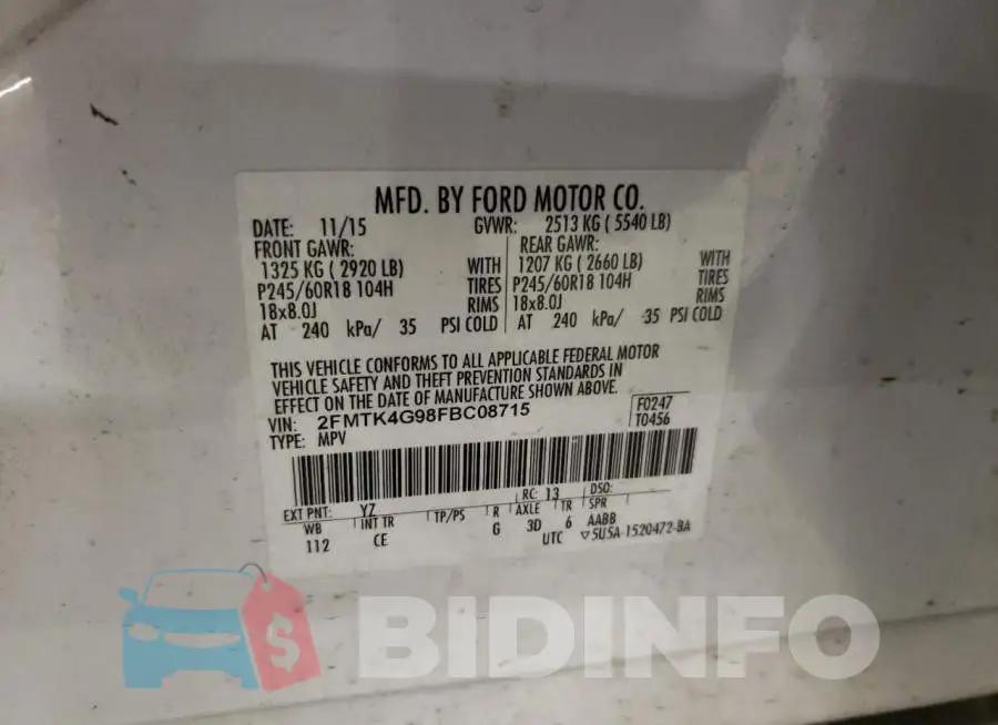2FMTK4G98FBC08715 Photo# 13