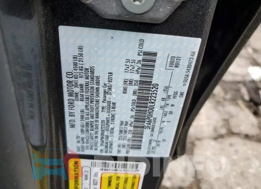 3FA6P0HD0LR223520 Photo# 12