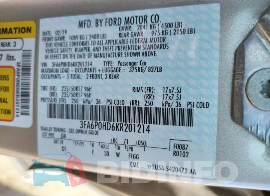 3FA6P0HD6KR201214 Photo# 12