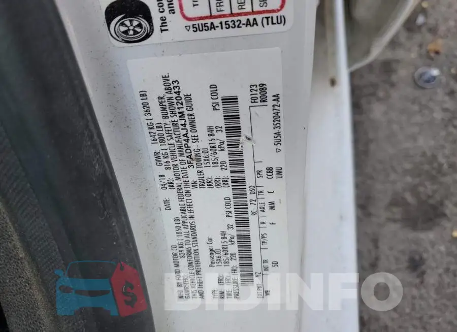 3FADP4AJ4JM120433 Photo# 12