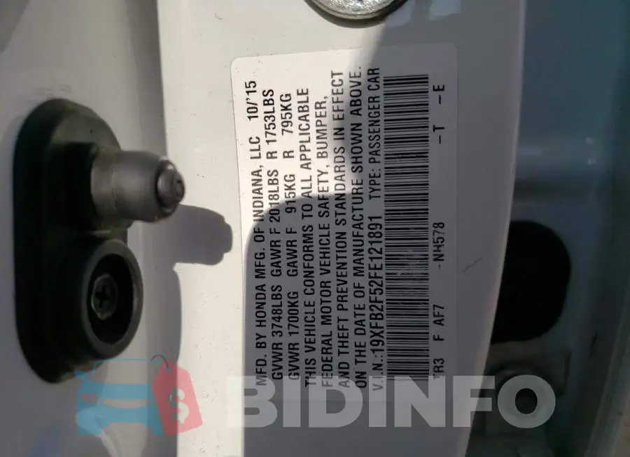 19XFB2F52FE121891 Photo# 13