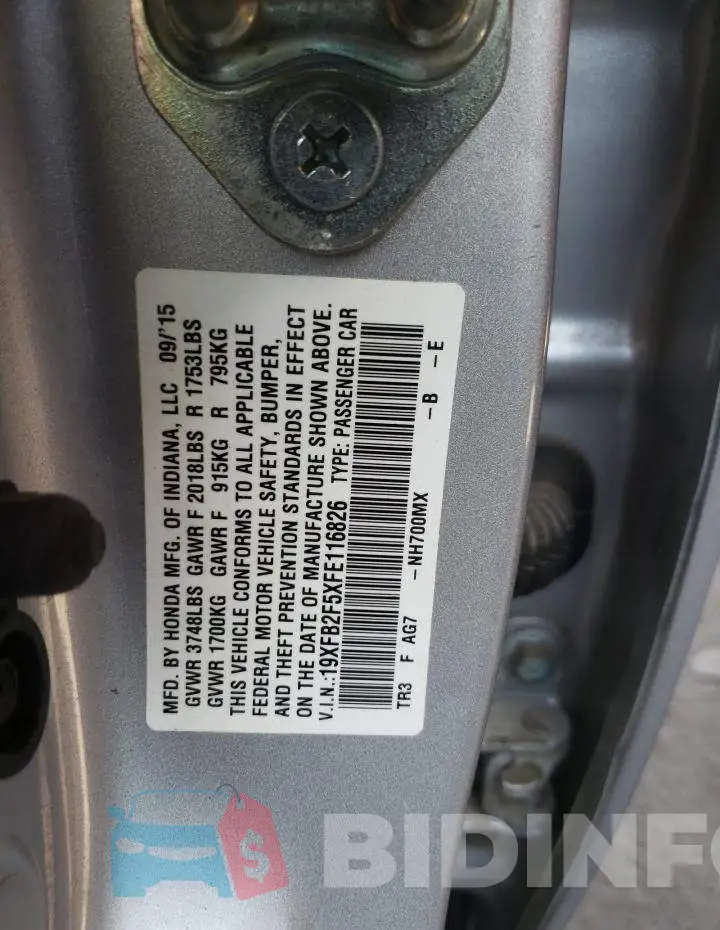 19XFB2F5XFE116826 Photo# 12