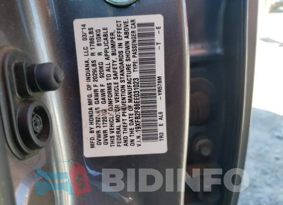 19XFB2F86EE031023 Photo# 13