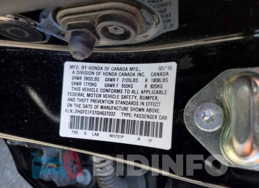 2HGFC1F37GH637032 Photo# 12