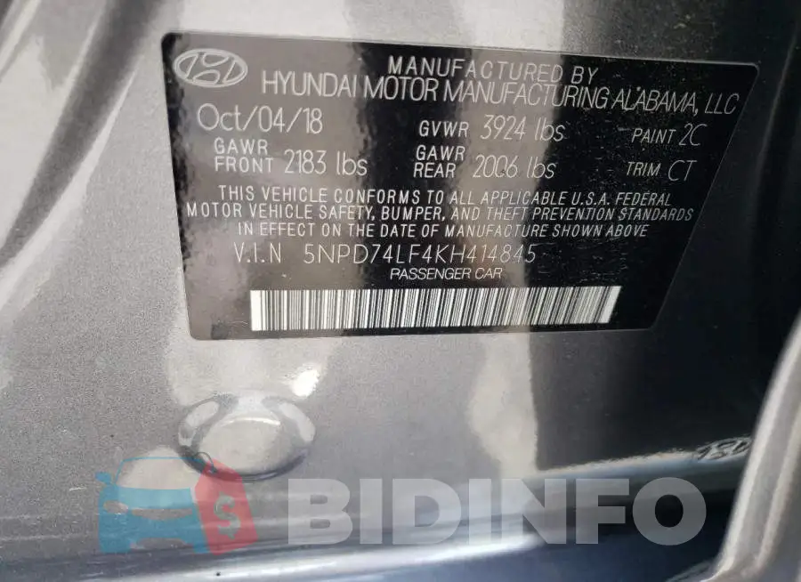 5NPD74LF4KH414845 Photo# 12